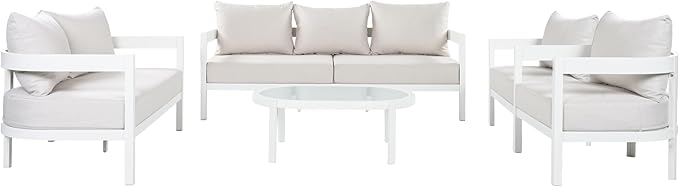 Merax 5 Piece Patio Outdoor Furniture Set, All-Weather Curved Aluminum 3-Seater Sofa Bed, Loveseat Sofa - Photo 5