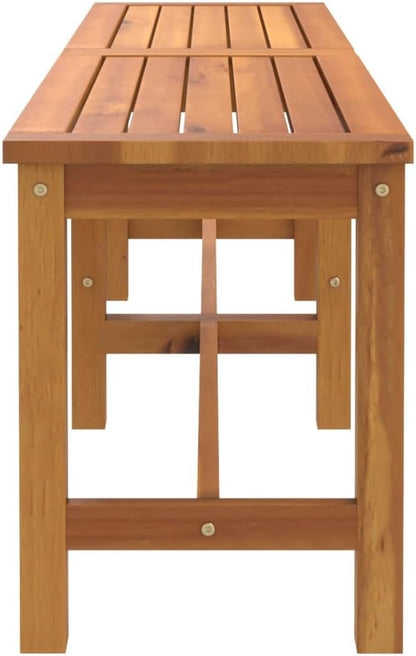 Outdoor Patio Bench Solid Acacia Wood Garden Seating 59.1 Inch Backyard Furniture Durable Weather Resistant for Porch Deck Indoor Use