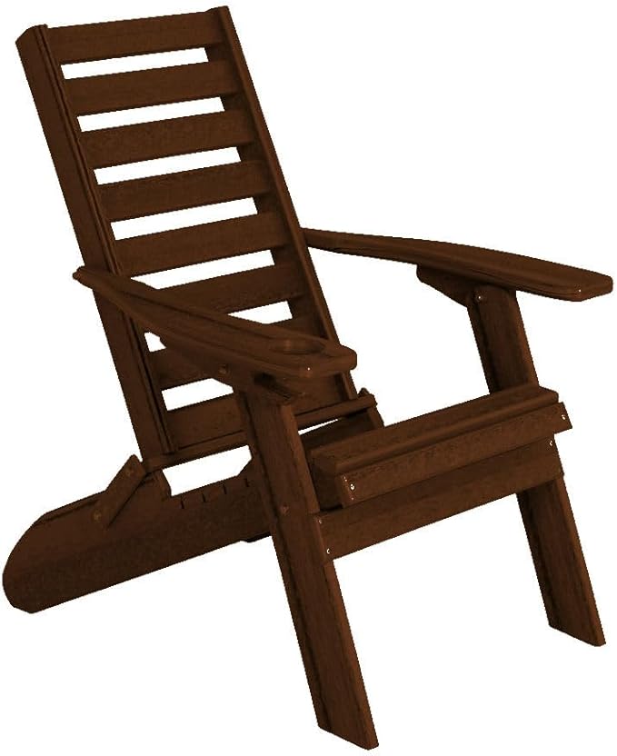Furniture Barn USA Farmhouse Collection Poly Ladderback Folding Adirondack Chair with Smart Phone Holder, Brazilian Walnut