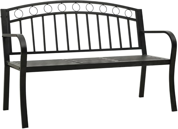 Patio Bench with a Table, Outdoor Garden Benches, Chairs with Armrests for Park, Yard, Porch, Lawn, Balcony, Backyard - Photo 3