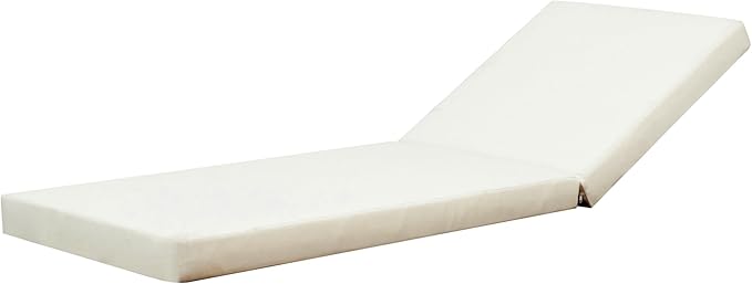 Merax, Cream Outdoor Chaise Lounge Foldable 2-Section Design, Patio Reclining Chair Cushions for Lawn, Pool and Beach - Photo 2