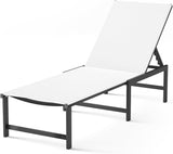 Chaise Lounge Chair Outdoor, Aluminum PatioChairs with 5 Adjustable Backrest and HeadrestPillows for Outside Beach，White - Photo 1