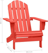 Red Solid Fir Wood Adirondack Chair Outdoor Patio Lounge Furniture Comfortable Ergonomic Design for Garden Beach - Photo 2