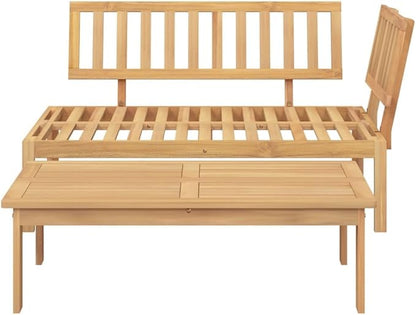vidaXL Patio Pallet Sofa Set - 2 Pc Acacia Wood Outdoor Garden Table and Corner Sofa - Modular Furniture for Deck, Patio, Backyard