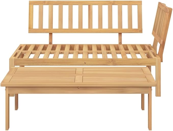Pallet Sofa Set Natural Wood Solid Acacia Wood Outdoor Couch Sofa for Courtyard Garden 52.4x36.2x27.2 in
