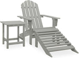 Patio Furniture Set with Ottoman and Table Solid Fir Wood Gray Outdoor Adirondack Chair for Garden Balcony Porch - Photo 1