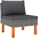vidaXL Modern Middle Outdoor Sofa in Grey | Durable Poly Rattan and Comfy Polyester Cushion for Indoor and Outdoor Use - Photo 1