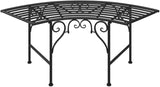 Tree Bench 44.5 Inch Black Steel Outdoor Garden Seat with Backrest, Sturdy Patio Furniture for Shade Under Trees - Photo 6