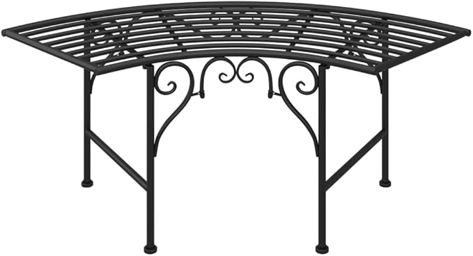 Circular Tree Bench Black Steel Durable for Outdoor Gatherings Patio Garden Porch