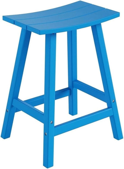 Costaelm 24" Height Outdoor Bar Stools, All-Weather Bar Stools, Adirondack Poly Patio Bar Stool for Patio, Deck, Kitchen Counter and Garden, Pacific Blue