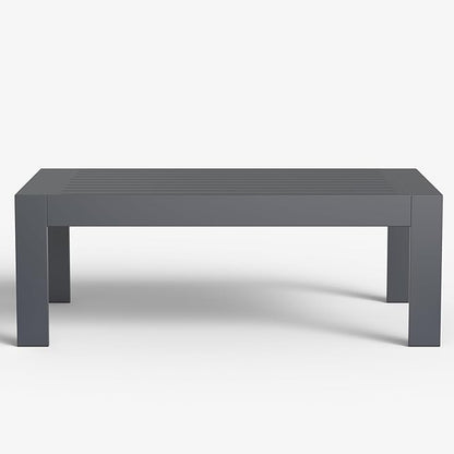 LayinSun Aluminum Outdoor Patio Coffee Table Modern Rectangle All-Aluminum End Table with Metal Frame