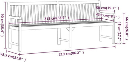 Solid Acacia Wood Garden Bench Large Durable Outdoor Seating Furniture Rustic Style Patio Bench for 3 People Weather Resistant Comfortable Wide 84.6 Inch