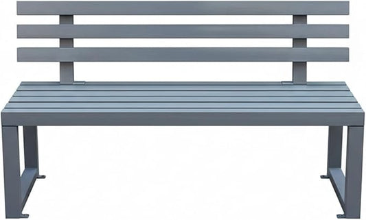 59" Garden Bench with backrest, Metal Bench Outdoor, Ground-Mountable, Securable Outdoor Benches, Garden & Park, Also Available in 39.4", 47.2", and 70.9"