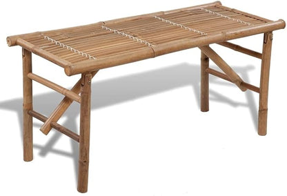 Folding Patio Bench,Outdoor Bench,Garden Bench,Balcony Bench,Outdoor Furniture,Picnic Table Bench, for The Front Porch, Patio, Deck, Balcony or Backyard,46.5" Bamboo