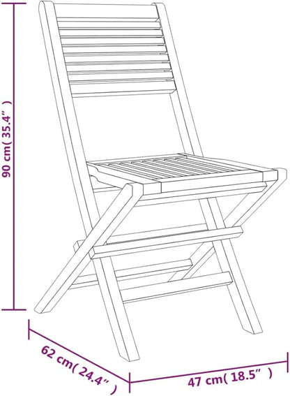 Folding Patio Chairs 6 pcs 18.5"x24.4"x35.4" Solid Wood Teak Outdoor Chairs Furniture Balcony Furniture Suitable for Gardens, Pools, patios.