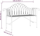 Garden Bench 50.4 x 50.4 x 34.6 in Black Metal Steel Outdoor Seating for Patio Balcony Porch Park Modern Durable - Photo 2
