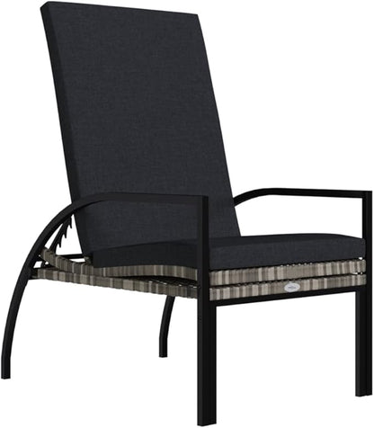 Grey PE Rattan Sun Lounger with Adjustable Backrest & Foldable Frame, 76.8" Outdoor Chaise for Patio, Poolside, Balcony, UV-Resistant Galvanized Steel Reclining Chair for Adults
