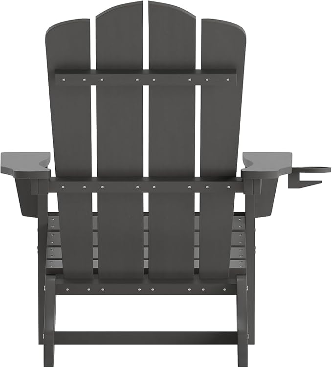 Flash Furniture Newport Adirondack Chairs with Cup Holders, Weather Resistant Poly Resin Adirondack Chairs, Set of 2 - Photo 6