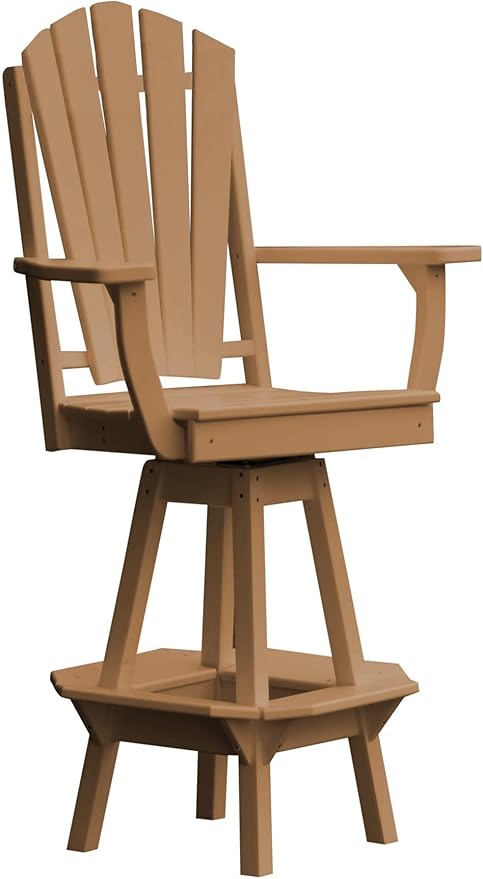 Poly Lumber Adirondack Swivel Bar Chair with Arms, Cedar