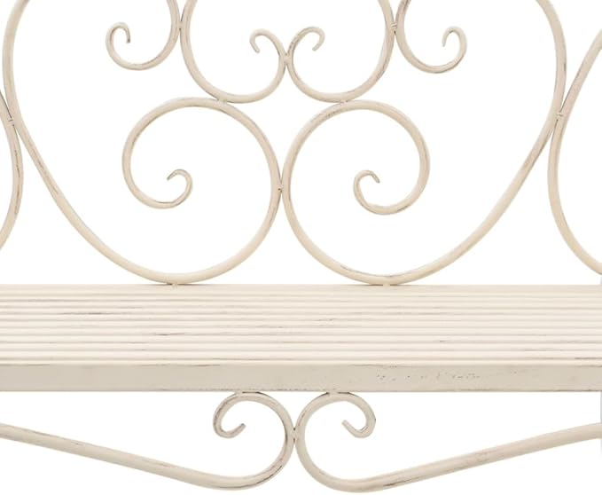 Garden Bench Deck Bench Patio Bench 52" Metal Antique White