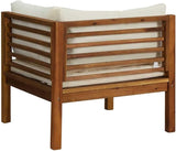Cream White Corner Sofa with Solid Acacia Wood Frame and 100% Polyester Cushions, Modular Design for Indoor Outdoor Use - Photo 6