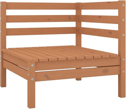 4-Piece Solid Pine Wood Patio Lounge Set with Ottoman, Honey Brown Outdoor Furniture for Garden Balcony Porch