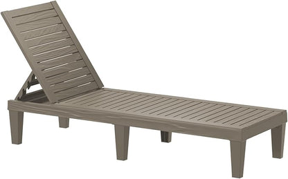 Patio Lounge Chair,Resin Outdoor Chaise Lounge with Waterproof Design & Lightweight Frame,Premium Outdoor Lounge Chairs for Backyard, Poolside, Garden