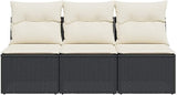 3-Seater Garden Sofa in Black and Cream White, Modular Outdoor Furniture with Weather-Resistant Poly Rattan Frame - Photo 4