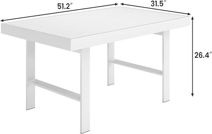 Solaste Aluminum Outdoor Dining Table, All-Weather Rectangle Metal High Patio Coffee Table for Balcony, Garden, Multifunctional Dining Table Coffee Table, Indoor or Outdoor Use, Grey/White