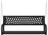 Garden Bench Deck Bench Patio Swing Bench 49.2" Steel and Plastic Black - Photo 3
