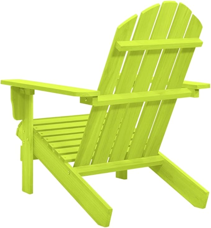 Solid Fir Wood Green Adirondack Chair Outdoor Patio Furniture with Sturdy Frame Comfortable Seating for Garden Backyard - Photo 5