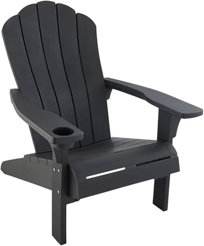 Modern Adirondack Chair with Cup Holder, Outdoor Patio Furniture (Graphite Gray)
