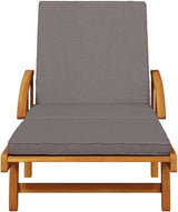 Solid Acacia Wood Adjustable Chaise Lounge Set of 2, 78.7 in Outdoor Recliner with Cushions - Photo 4
