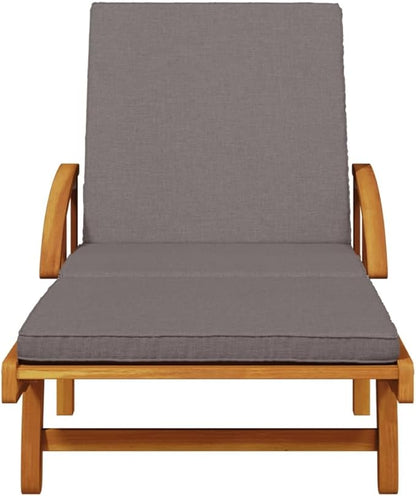 Solid Acacia Wood Adjustable Chaise Lounge Set of 2, 78.7 in Outdoor Recliner with Cushions, Brown Patio Lounger for Garden, Poolside, Balcony