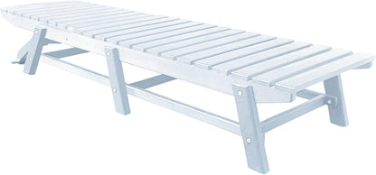 Phat Tommy Outdoor Pool Chaise Lounge, Heavy-Duty Beach Lounger - Folding, HDPE, Recycled Poly Furniture - Reclining Lounge Chair for Patio, Deck, Beach, Cabana, or Poolside, White