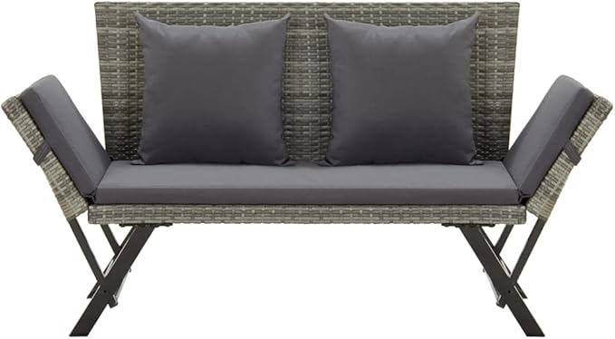 Patio Bench with Cushions, Outdoor Sunbed, Cushion Cover Removable, Garden Bench, Easy to Clean for Patio, Garden, Patio - Photo 3