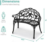 Patio Outdoor Park Loveseat Bench for Garden Porch Deck Made Cast Iron Anti-Rust Aluminum Metal - Photo 9