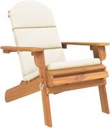 Adirondack Patio Chair with Cream Cushions Solid Acacia Wood Foldable Outdoor Lounge Chair for Poolside, Beach, Garden - Photo 3