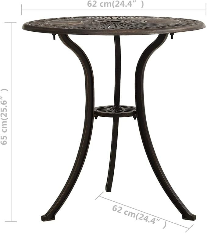 Garden Table Bronze Cast Aluminum, Medium Round Patio Dining Furniture - Photo 2
