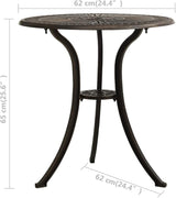 Garden Table Bronze Cast Aluminum, Medium Round Patio Dining Furniture - Photo 2