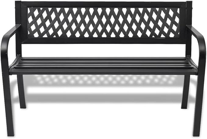 Patio Garden Bench Outdoor Park Benches,Lawn, Porch, Patio,Garden Bench 46.5" Steel Black
