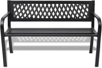 Patio Garden Bench Outdoor Park Benches,Lawn, Porch, Patio,Garden Bench 46.5" Steel Black