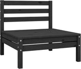 4-Piece Patio Lounge Set Solid Pinewood Black Outdoor Furniture Set with Modular Design for Garden Balcony Porch - Photo 5