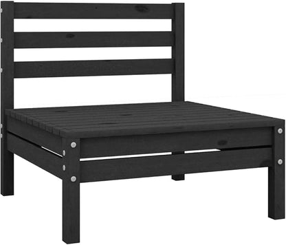4-Piece Patio Lounge Set Solid Pinewood Black Outdoor Furniture Set with Modular Design for Garden Balcony Porch