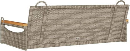 2-Seater Patio Swing Bench, Outdoor Synthetic Poly Rattan Garden Porch Hanging Seat, Weather-Resistant Gray Loveseat for Backyard, Balcony, and Terrace