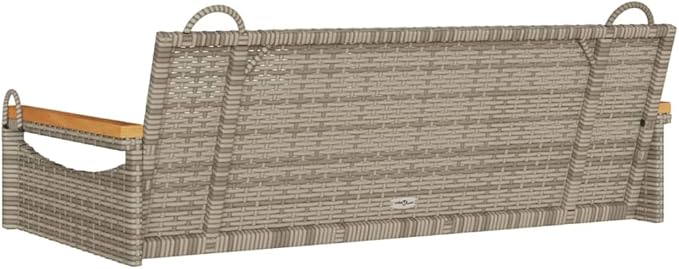2-Seater Patio Swing Bench, Outdoor Synthetic Poly Rattan Porch Hanging Seat with Sturdy Frame, Weather-Resistant Garden Furniture for Backyard, Balcony, and Deck, Gray