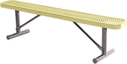 COATEDOUTDOORFURNITURE Heavy-Duty Portable Outdoor Bench Thermoplastic Coated, Expanded Metal, Commercial-Grade Seating, Made in America (Portable Without Back, 6 Ft, Textured Sandstone)