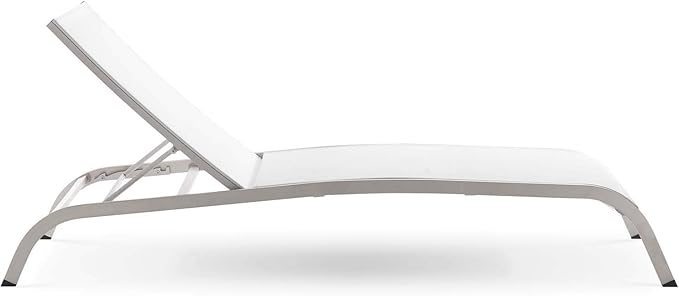 Modway Savannah Outdoor Patio Mesh Chaise Lounge Chair in White 25 x 76.5 x 12