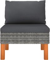 2-Piece Grey Outdoor Sectional Sofa Set, 25.4" x 23.8" Modern Poly Rattan Patio Couch with Removable Cushions - Photo 4