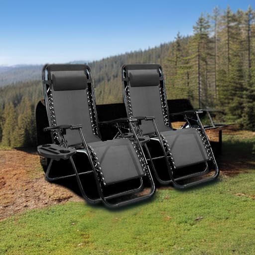 Homall Zero Gravity Chair Patio Folding Lawn Lounge Chairs Outdoor Lounge Gravity Chair Camp Reclining Chair with - Photo 2